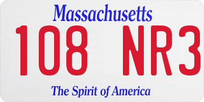 MA license plate 108NR3