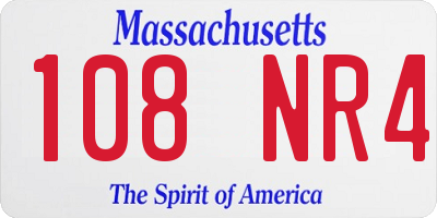 MA license plate 108NR4