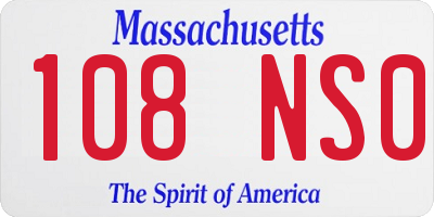 MA license plate 108NS0