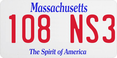 MA license plate 108NS3
