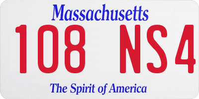 MA license plate 108NS4