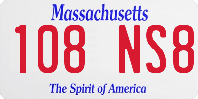 MA license plate 108NS8