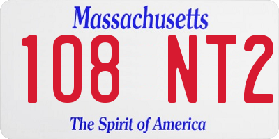 MA license plate 108NT2