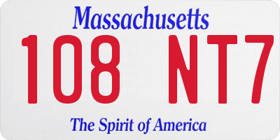 MA license plate 108NT7