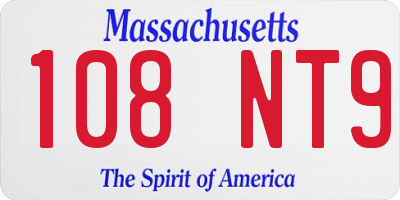 MA license plate 108NT9
