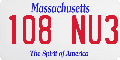 MA license plate 108NU3