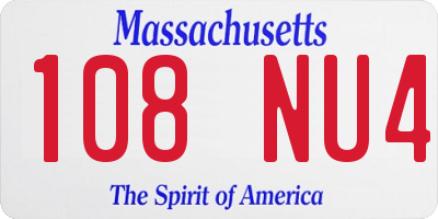 MA license plate 108NU4