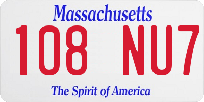 MA license plate 108NU7