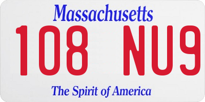 MA license plate 108NU9