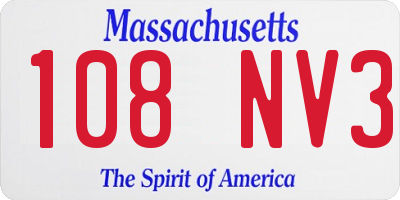 MA license plate 108NV3