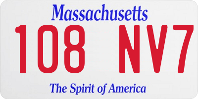 MA license plate 108NV7