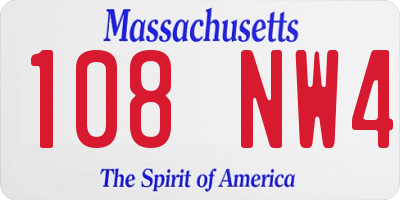 MA license plate 108NW4