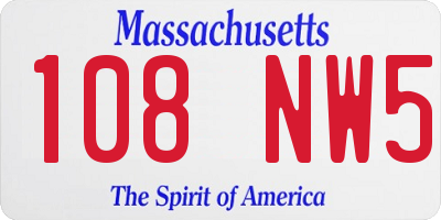 MA license plate 108NW5