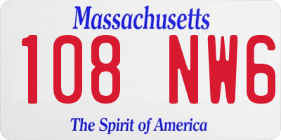 MA license plate 108NW6