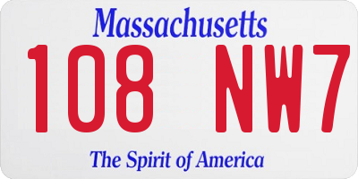 MA license plate 108NW7