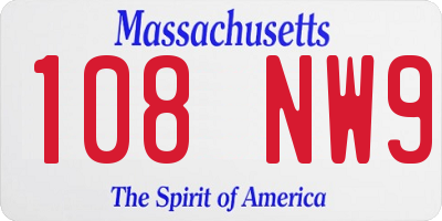MA license plate 108NW9
