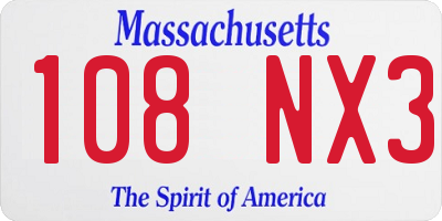MA license plate 108NX3