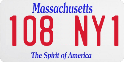 MA license plate 108NY1