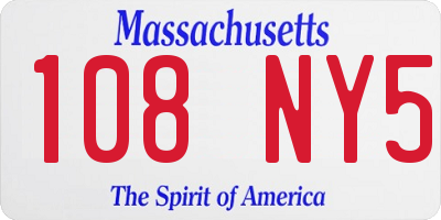 MA license plate 108NY5