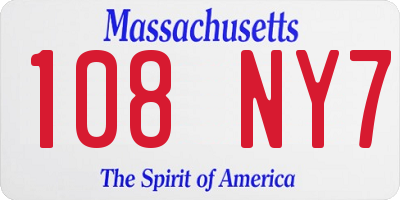 MA license plate 108NY7