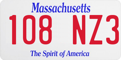 MA license plate 108NZ3