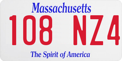 MA license plate 108NZ4