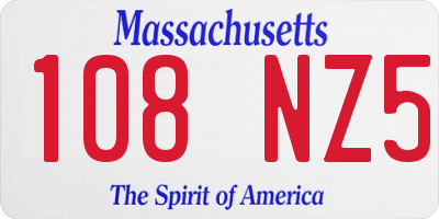 MA license plate 108NZ5