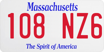 MA license plate 108NZ6