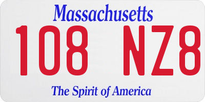 MA license plate 108NZ8