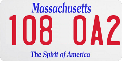 MA license plate 108OA2