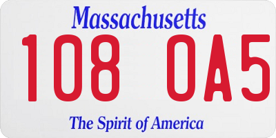 MA license plate 108OA5