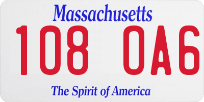 MA license plate 108OA6