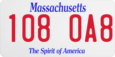 MA license plate 108OA8