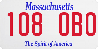 MA license plate 108OB0