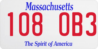 MA license plate 108OB3
