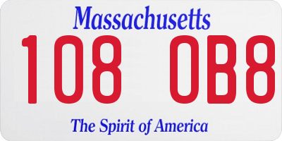 MA license plate 108OB8