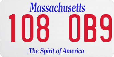 MA license plate 108OB9