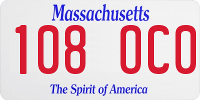 MA license plate 108OC0