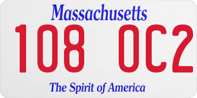 MA license plate 108OC2
