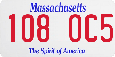 MA license plate 108OC5