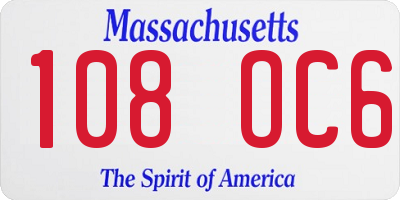 MA license plate 108OC6