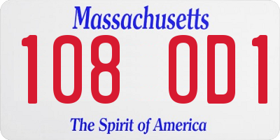 MA license plate 108OD1