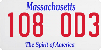 MA license plate 108OD3