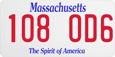 MA license plate 108OD6