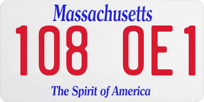 MA license plate 108OE1