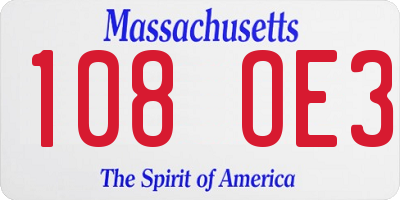 MA license plate 108OE3