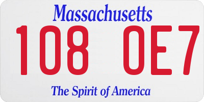MA license plate 108OE7