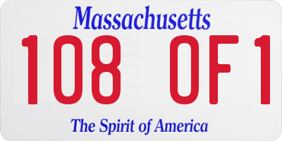 MA license plate 108OF1