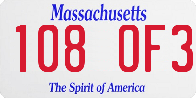 MA license plate 108OF3