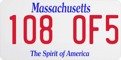 MA license plate 108OF5